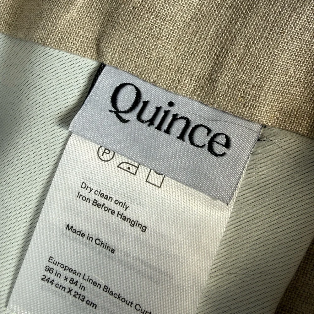 Quince European Linen Blackout Curtain Panel Dark Flax Size 96”x84”‎ NWT